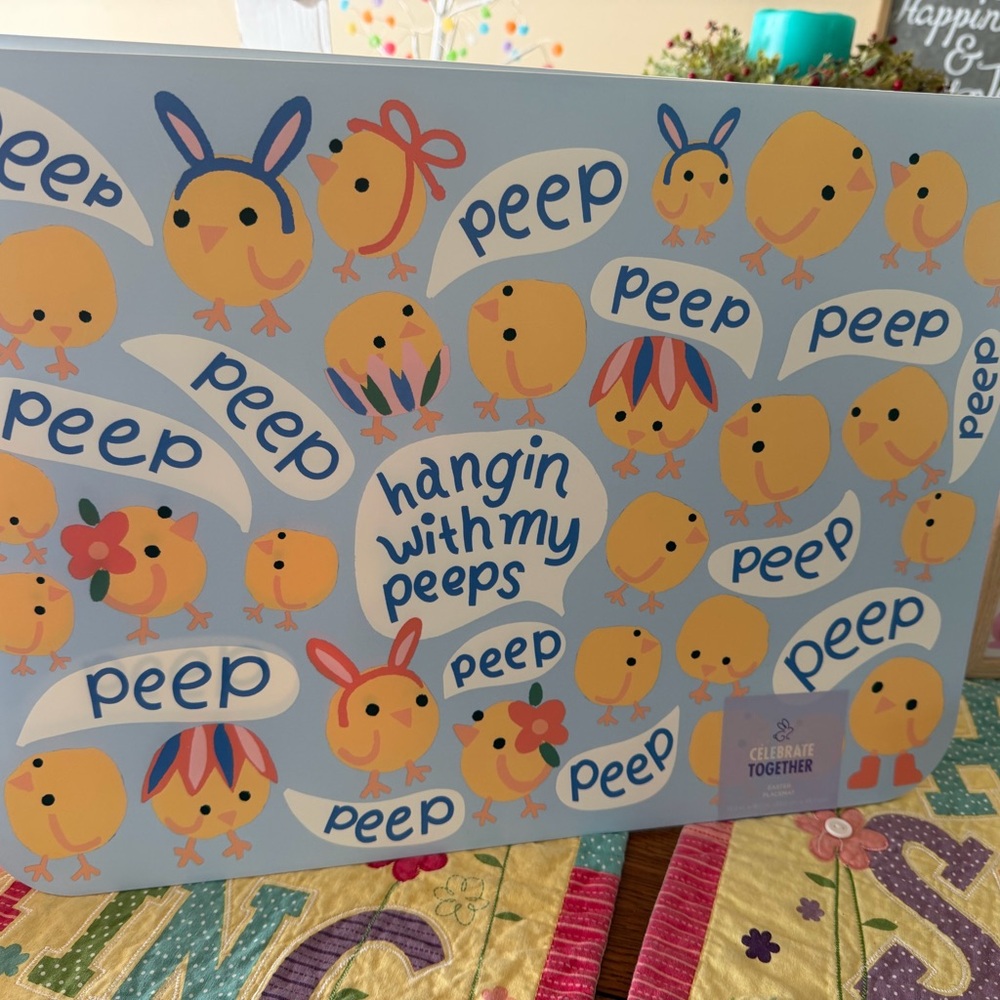 Hanging With My Peeps Blue & Yellow Placemats set of 2